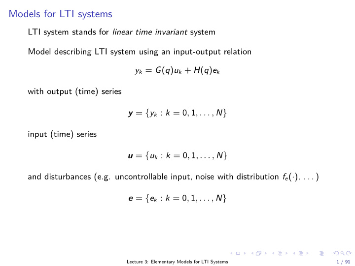 models for lti systems