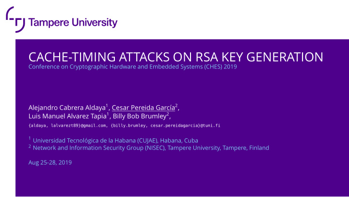 cache timing attacks on rsa key generation