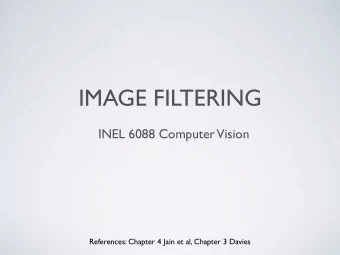 IMAGE FILTERING  INEL 6088 Computer  Vision  References: Chapter 4 Jain et al, Chapter 3 Davies 2.3