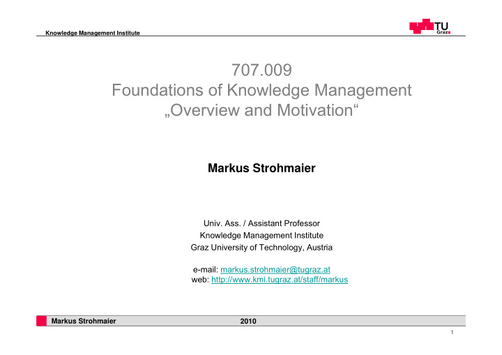 707 009 foundations of knowledge management g g overview