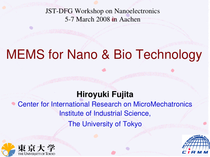 mems for nano amp bio technology