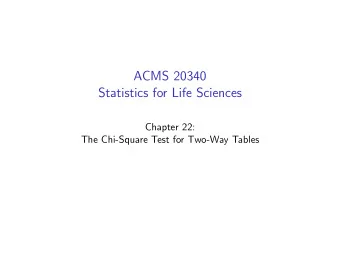 ACMS 20340  Statistics for Life Sciences  Chapter 22:  The Chi-Square Test for Two-Way Tables