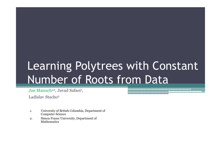 learning polytrees with constant number of roots from data