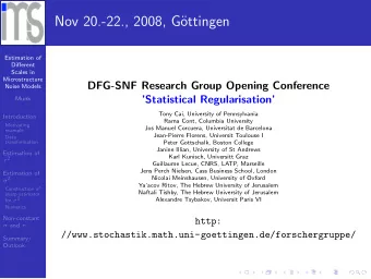 Nov 20.-22., 2008, G  ottingen  Estimation of  Different  Scales in  Microstructure  DFG-SNF
