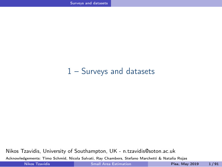 1 surveys and datasets