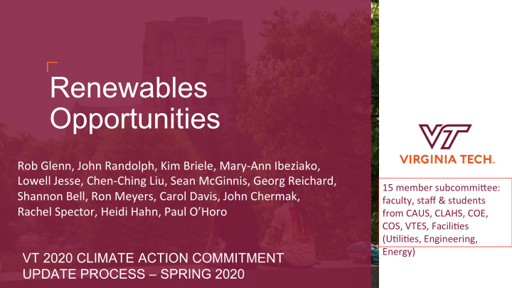 renewables opportunities