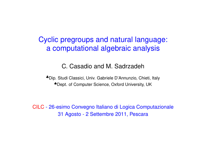 cyclic pregroups and natural language a computational