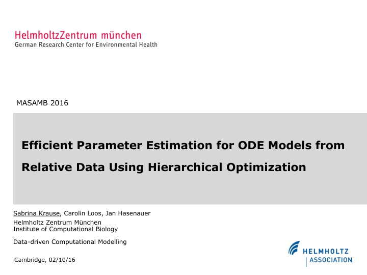 efficient parameter estimation for ode models from