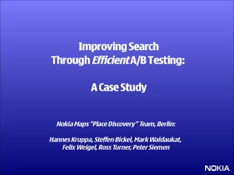 Imp  mpro  roving Search  rch  Thro rough Effici cient A/  A/B Test  sting:  :  A  A Ca  Case  se