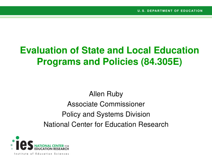 evaluation of state and local education programs and
