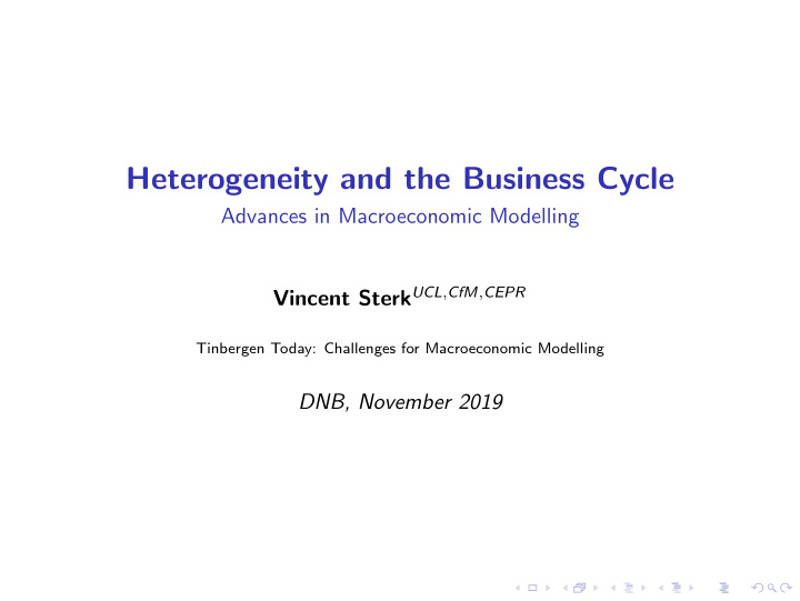 heterogeneity and the business cycle