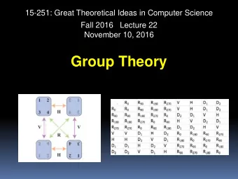 Group Theory  Il est peu de notions en mathematiques qui soient  plus primitives que celle de loi