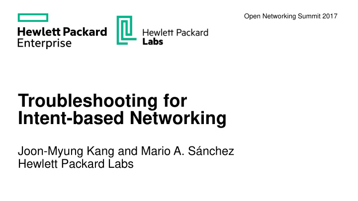 troubleshooting for intent based networking