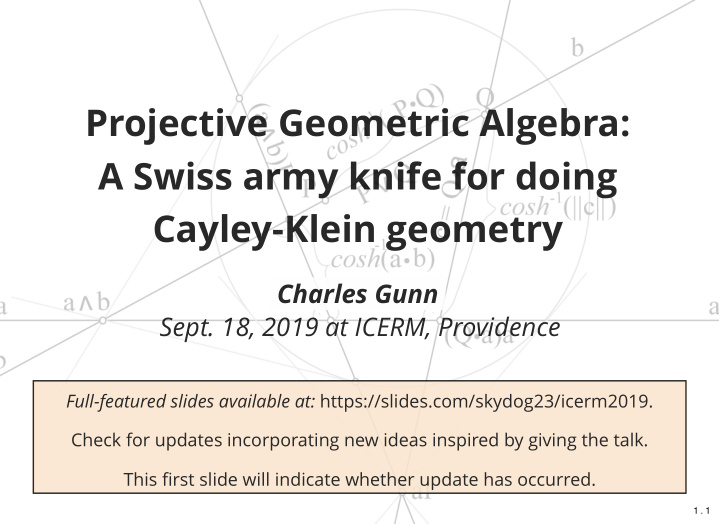 projective geometric algebra a swiss army knife for doing
