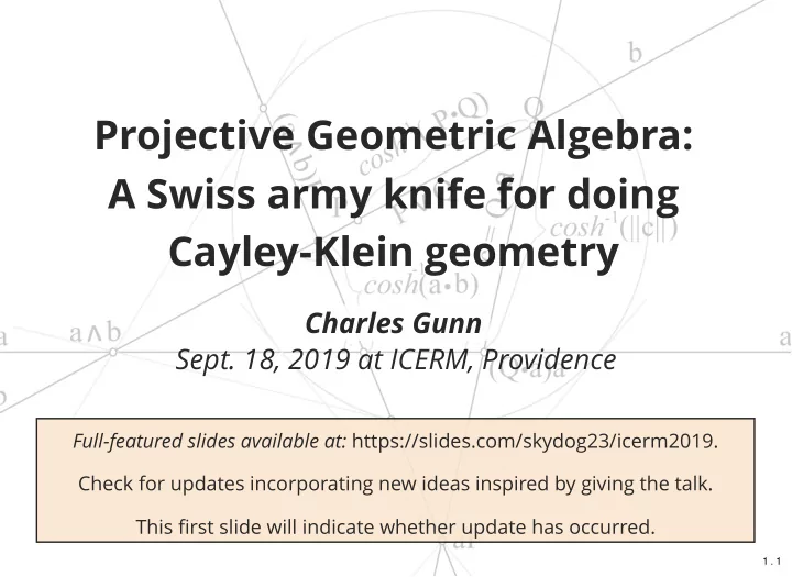 projective geometric algebra a swiss army knife for doing