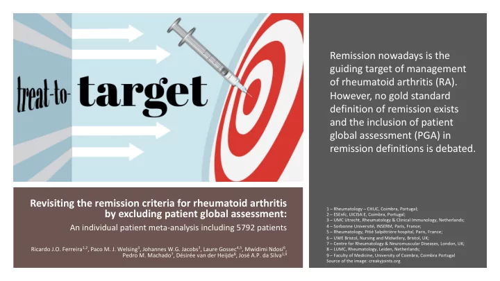 remission nowadays is the guiding target of management of