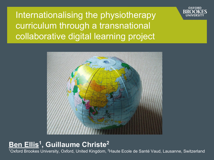 internationalising the physiotherapy curriculum through a