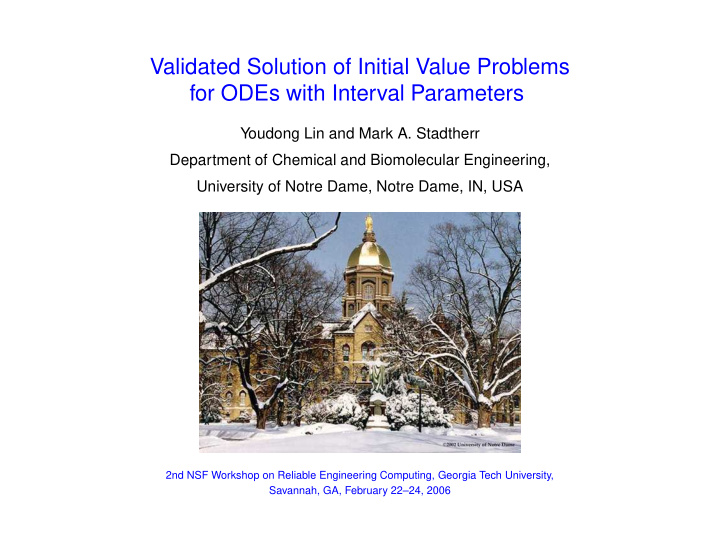 validated solution of initial value problems for odes