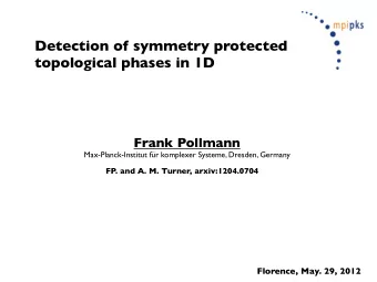 Detection of symmetry protected  topological phases in 1D  Frank Pollmann  Max-Planck-Institut fr