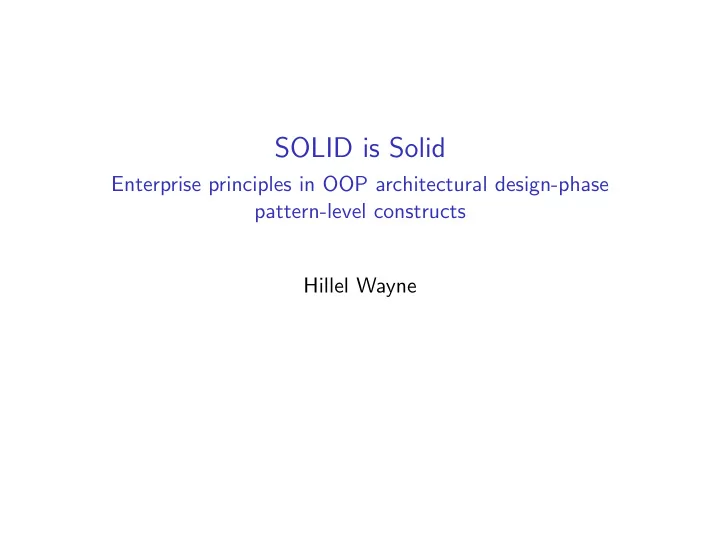 solid is solid