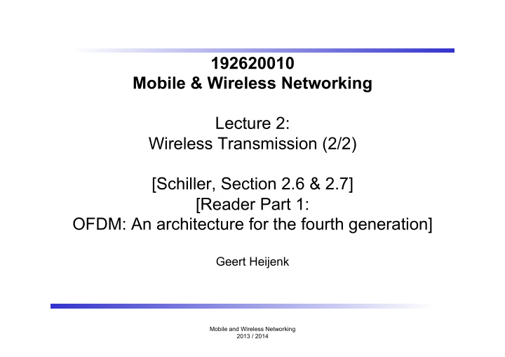 192620010 mobile wireless networking lecture 2 wireless