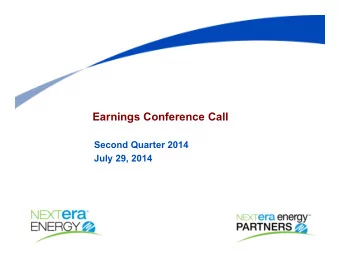 Earnings Conference Call  Second Quarter 2014  July 29, 2014  Cautionary Statements And Risk