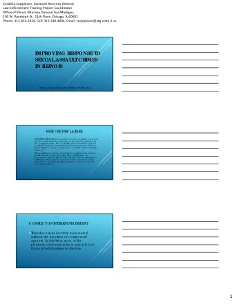 1 Cordelia Coppleson, Assistant Attorney General Law Enforcement Training Project Coordinator