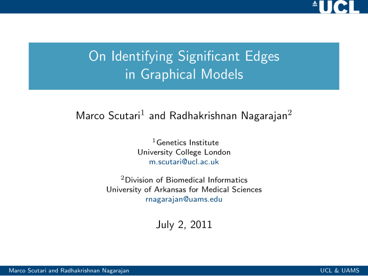 on identifying significant edges in graphical models