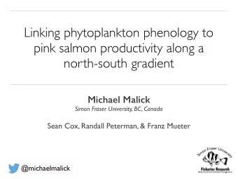 Linking phytoplankton phenology to  pink salmon productivity along a  north-south gradient  Michael