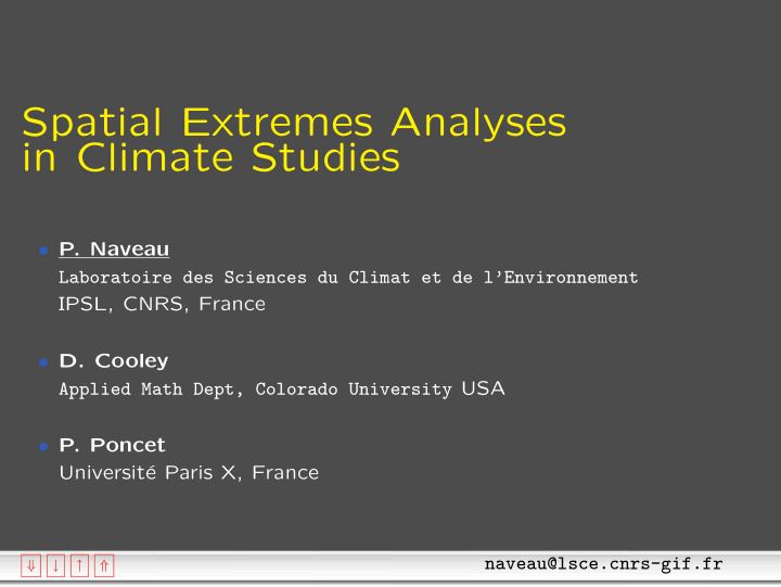 spatial extremes analyses in climate studies