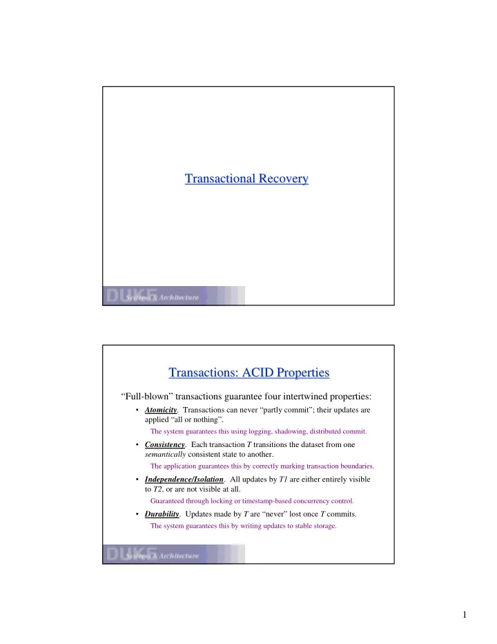 transactional recovery transactional recovery