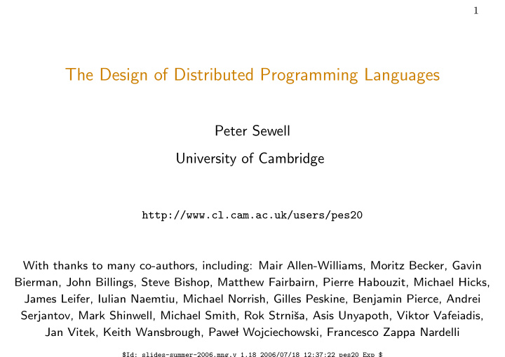 the design of distributed programming languages