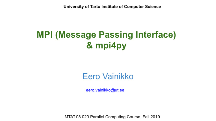 mpi message passing interface mpi4py