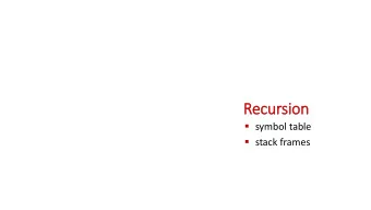 Recursion  symbol table  stack frames  Recursion  Python shell &gt; def