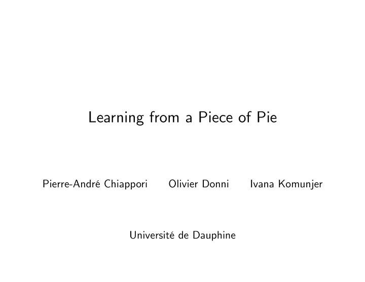 learning from a piece of pie