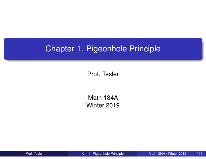 chapter 1 pigeonhole principle