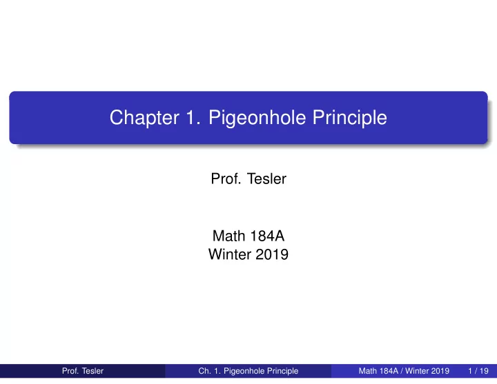 chapter 1 pigeonhole principle