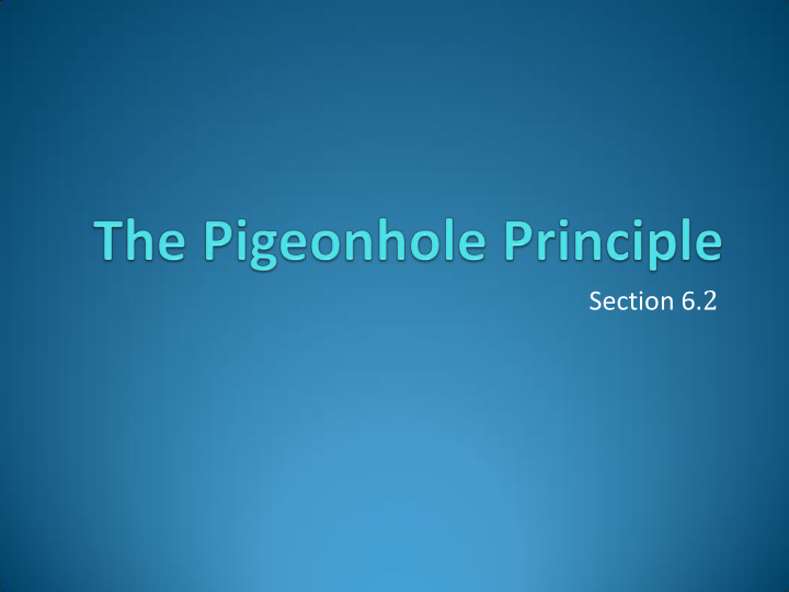 section 6 2 the pigeonhole principle