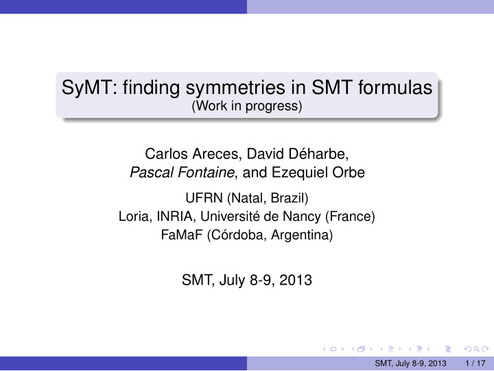 symt finding symmetries in smt formulas