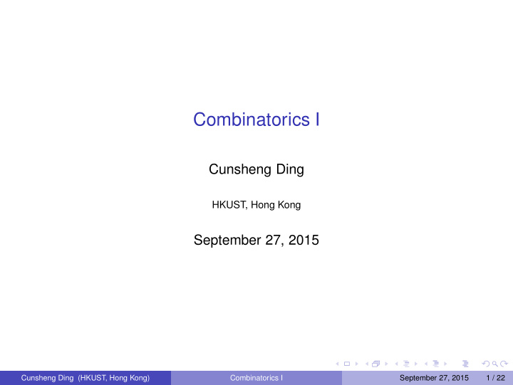 combinatorics i