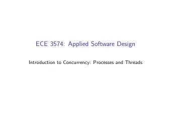 ECE 3574: Applied Software Design  Introduction to Concurrency: Processes and Threads  Today we are