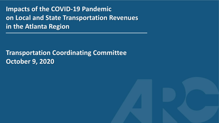 impacts of the covid 19 pandemic on local and state