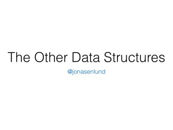 The Other Data Structures  @jonasenlund  About me  Live 250km northwest of here  Work for a