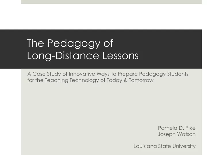 long distance lessons