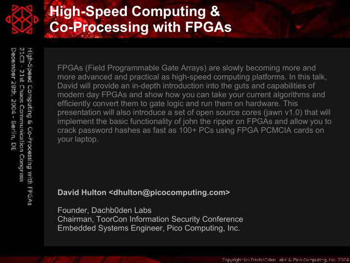high speed computing co processing with fpgas