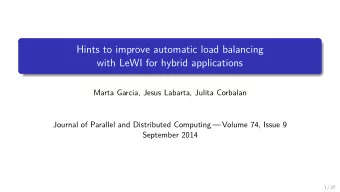 Hints to improve automatic load balancing  with LeWI for hybrid applications  Marta Garcia, Jesus