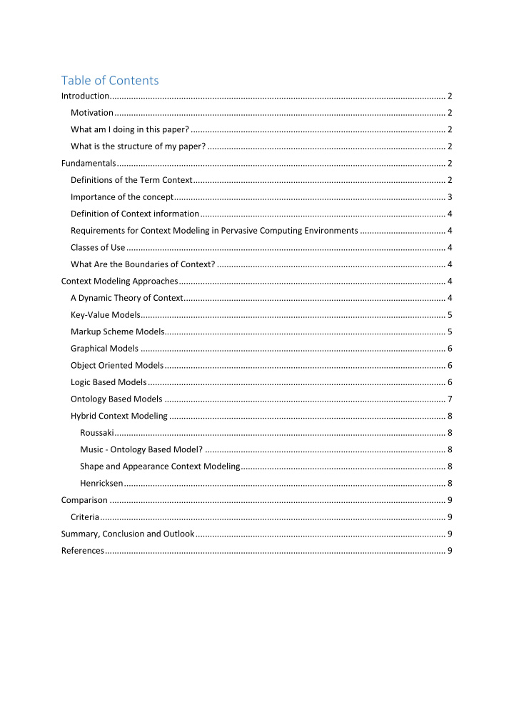 an overview of context modeling approaches