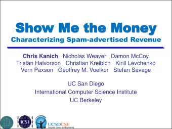 Sho  Show Me the Money  w Me the Money  Characterizing Spam-advertised Revenue  Nicholas Weaver