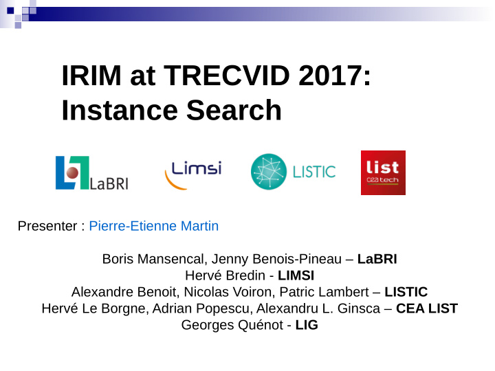 irim at trecvid 2017 instance search