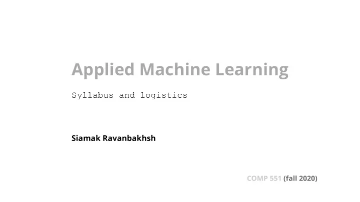 applied machine learning